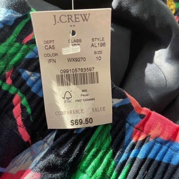 Linen Cotton Blend Skirt Size 10 NWT Lined w/ Elastic Ruffle Waist J Crew Factor - Picture 7 of 9